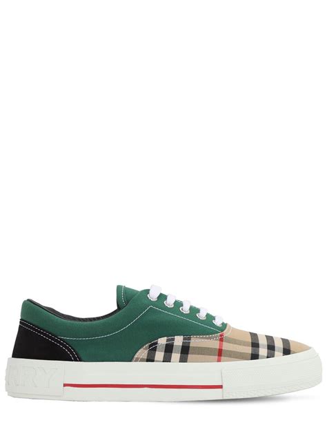 burberry white green sneakers|burberry checked canvas sneakers.